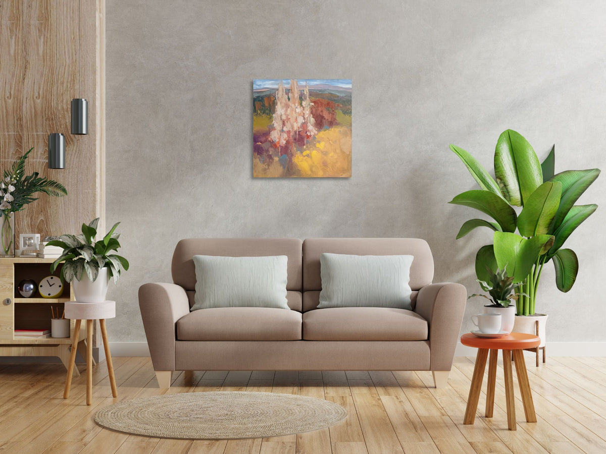 Есенна картина Неподправен чар, маслени бои на платно 60x60 см, снимка 9