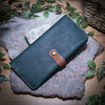 Долен, монетник с цип YKK - Дълъг кожен портфейл