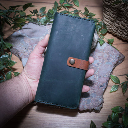 Долен, монетник с цип YKK - Дълъг кожен портфейл