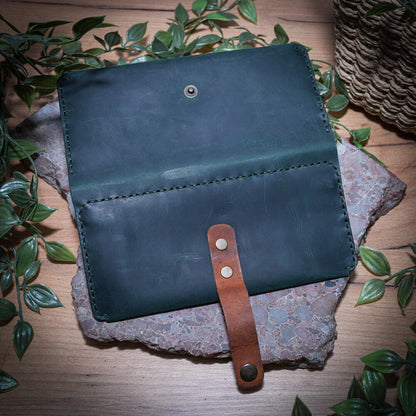 Долен, монетник с цип YKK - Дълъг кожен портфейл