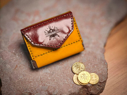Двуцветен кожен портфейл Madeira с монетник, ръчно ушит