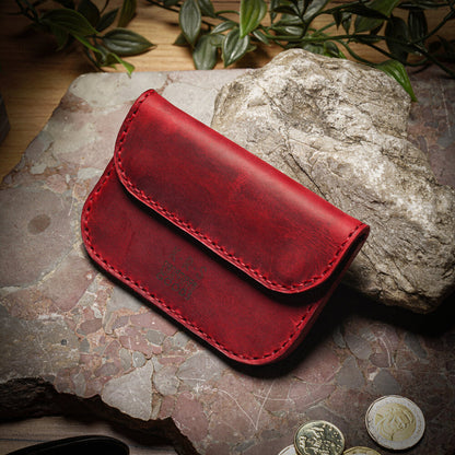 Кожен кардхолдър Елица с монетник с цип, ръчно изработен, друг ракурс